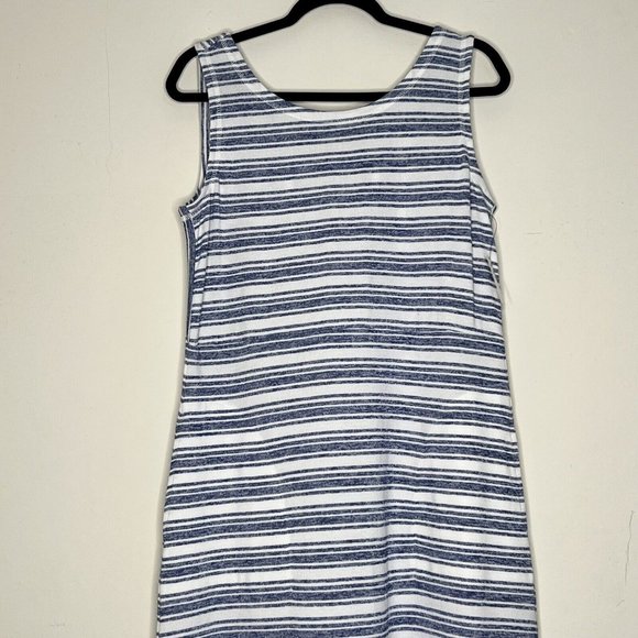 T By Talbots Womens Blue Striped Sleeveless Pullover Maxi Dress Size PM Stretch - Picture 2 of 9